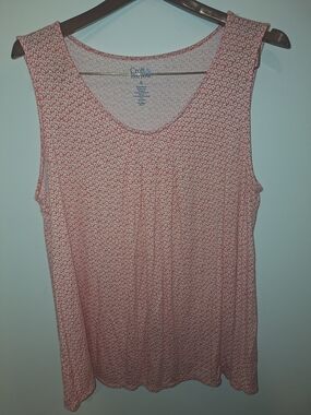 croft & barrow Coral Micro-Print Scoop Neck Tank